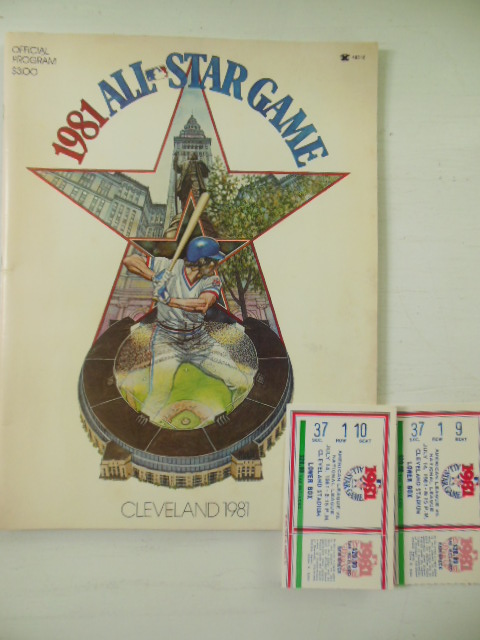 Official Program 1981 All-Star Game, Cleveland American League Vs. National League (2 Ticket Stubs laid-in) Image for Official Program 1981 All-Star Game, Cleveland American League Vs. National League (2 Ticket Stubs laid-in)