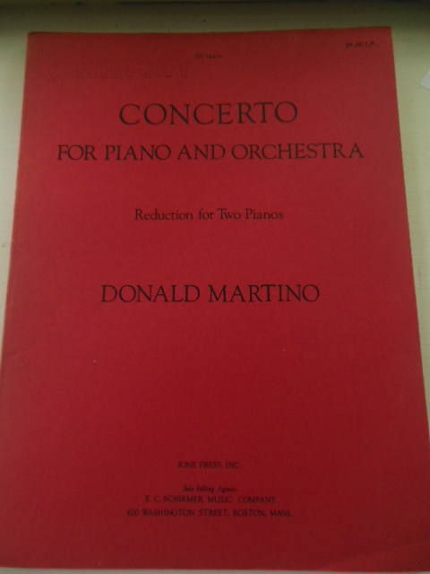 Donald Martino Concerto for Piano and Orchestra; Reduction For Two Pianos Image for Donald Martino Concerto for Piano and Orchestra; Reduction For Two Pianos