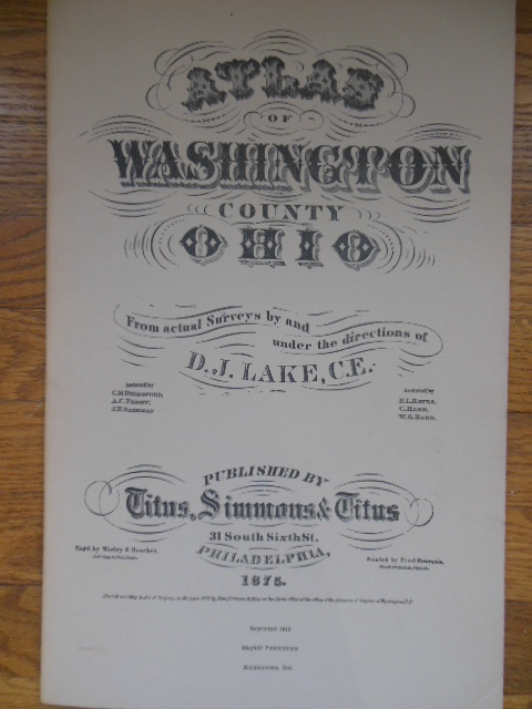 Image for Atlas of Washington County, Ohio (Reprint of 1875 orignal)
