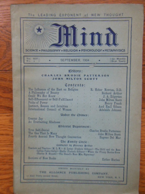 Image for Mind Magazine; The Leading Exponent of New Thought September, 1904