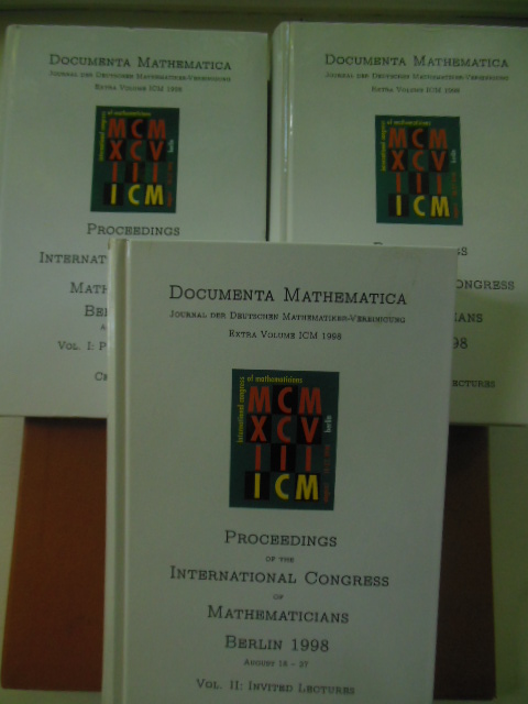 Documenta Mathematica; Proceedings of the International Congress of Mathematicians Berlin 1998 (Volume I, Plenary Lectures; Volume II, Invited Lectures, Volume III Invited Lectures) Image for Documenta Mathematica; Proceedings of the International Congress of Mathematicians Berlin 1998 (Volume I, Plenary Lectures; Volume II, Invited Lectures, Volume III Invited Lectures)