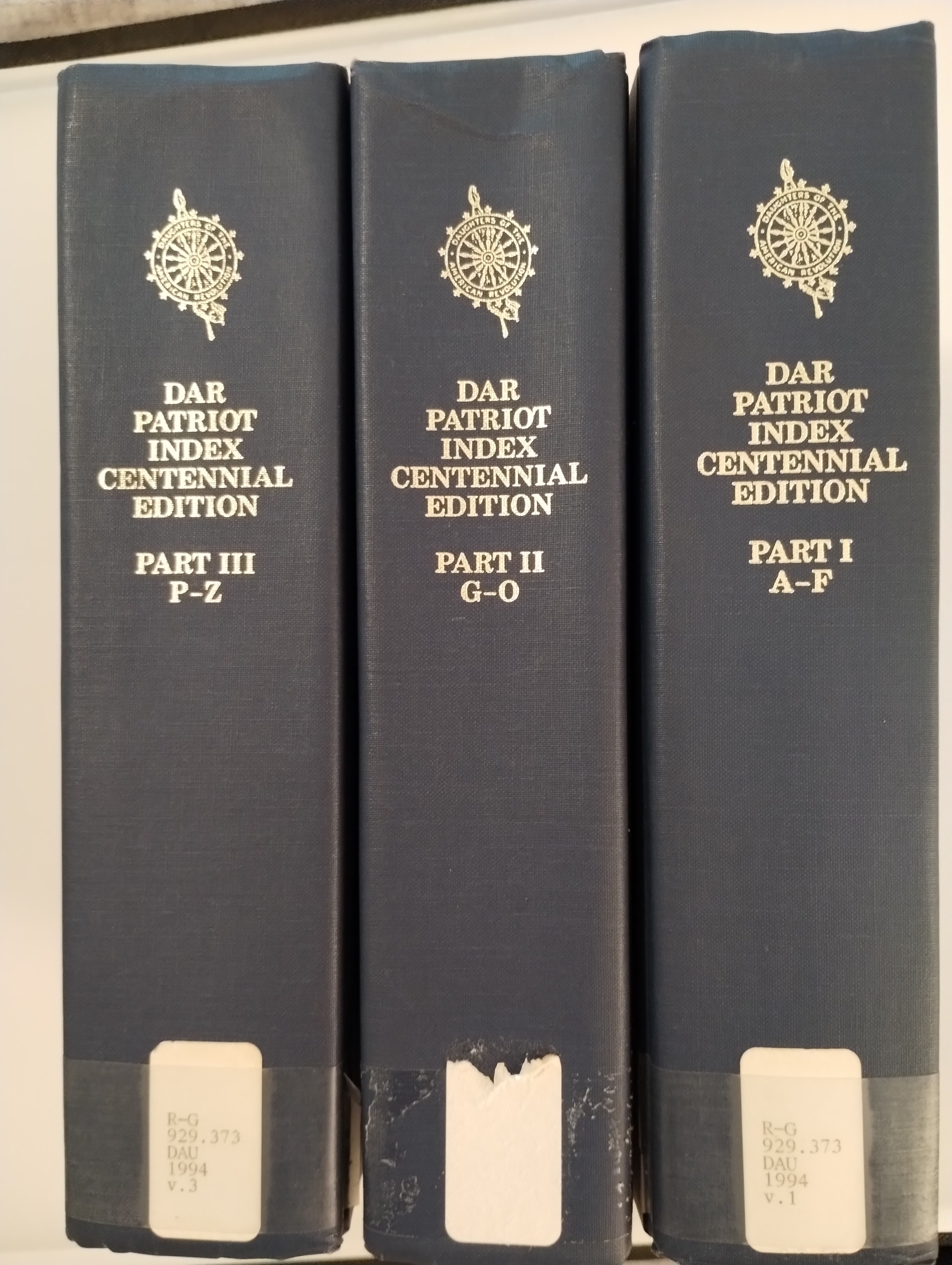 DAR PATRIOT INDEX CENTENNIAL EDITION [ 3 VOL ]