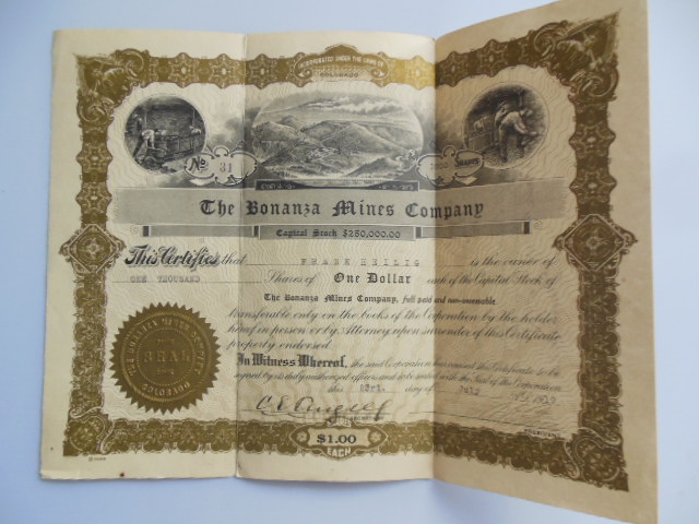 Image for Bonanza Mines Company  Stock Certificate #30