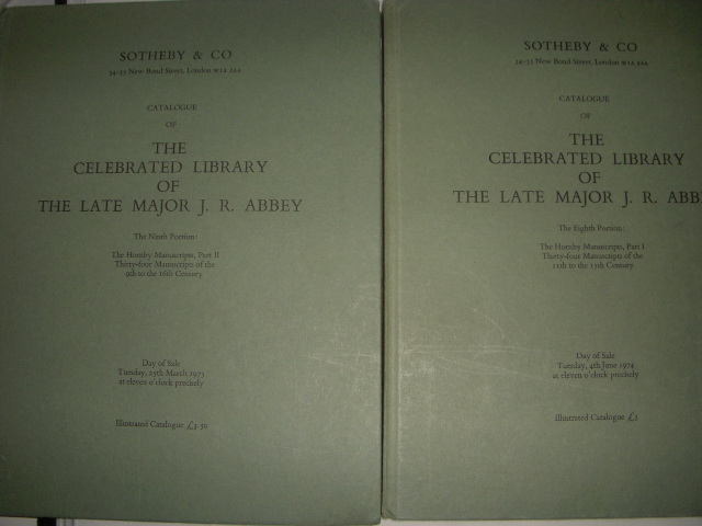 Image for Catalogue of the Celebrated Library of the Late Major  J.R. Abbey; The Hornby Manuscripts Volume I and Volume II