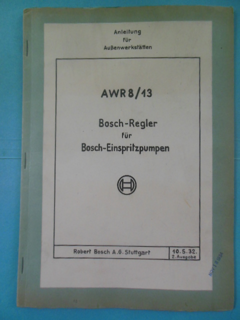 Image for AWR8/13 Bosch-Regler Fur Bosch-Einspritzpumpen, 1934