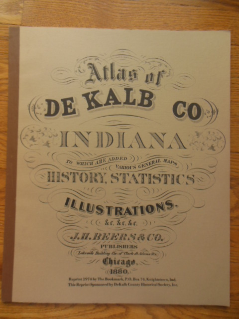 Image for Atlas of De Kalb County Indiana (Reprint of 1880 Atlas)