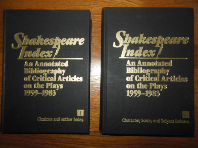 Image for Shakespeare Index: An Annotated Bibliography of Critical Articles on the Plays 1859-1983 (Two Volume Set)