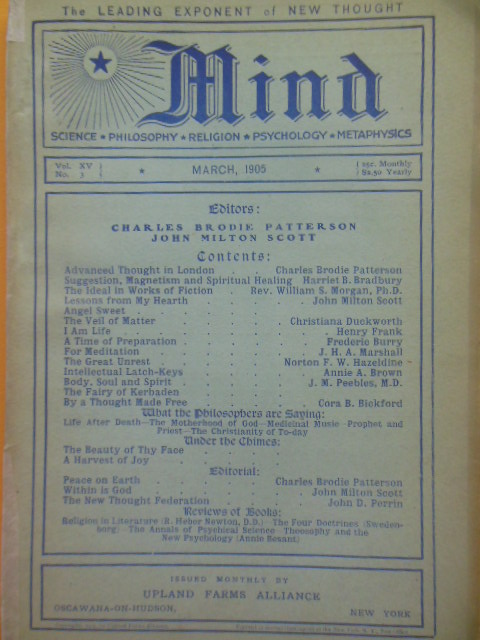 Image for Mind Magazine; The Leading Exponent of New Thought March, 1905