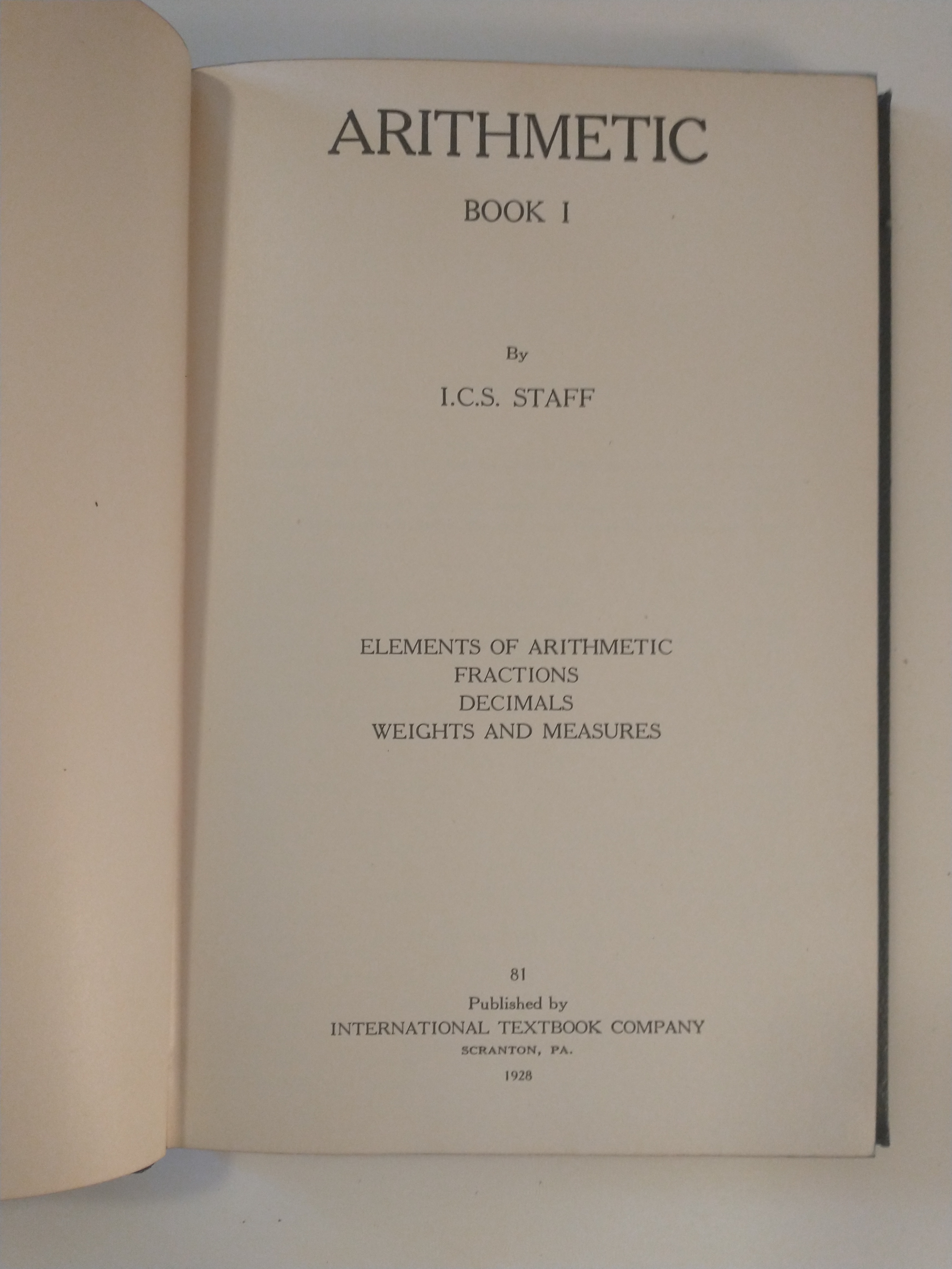 ARITHMETIC BOOK 1 & 2 PLUS 3 OTHER INTERNATIONAL TEXTBOOK CO. TITLES ON